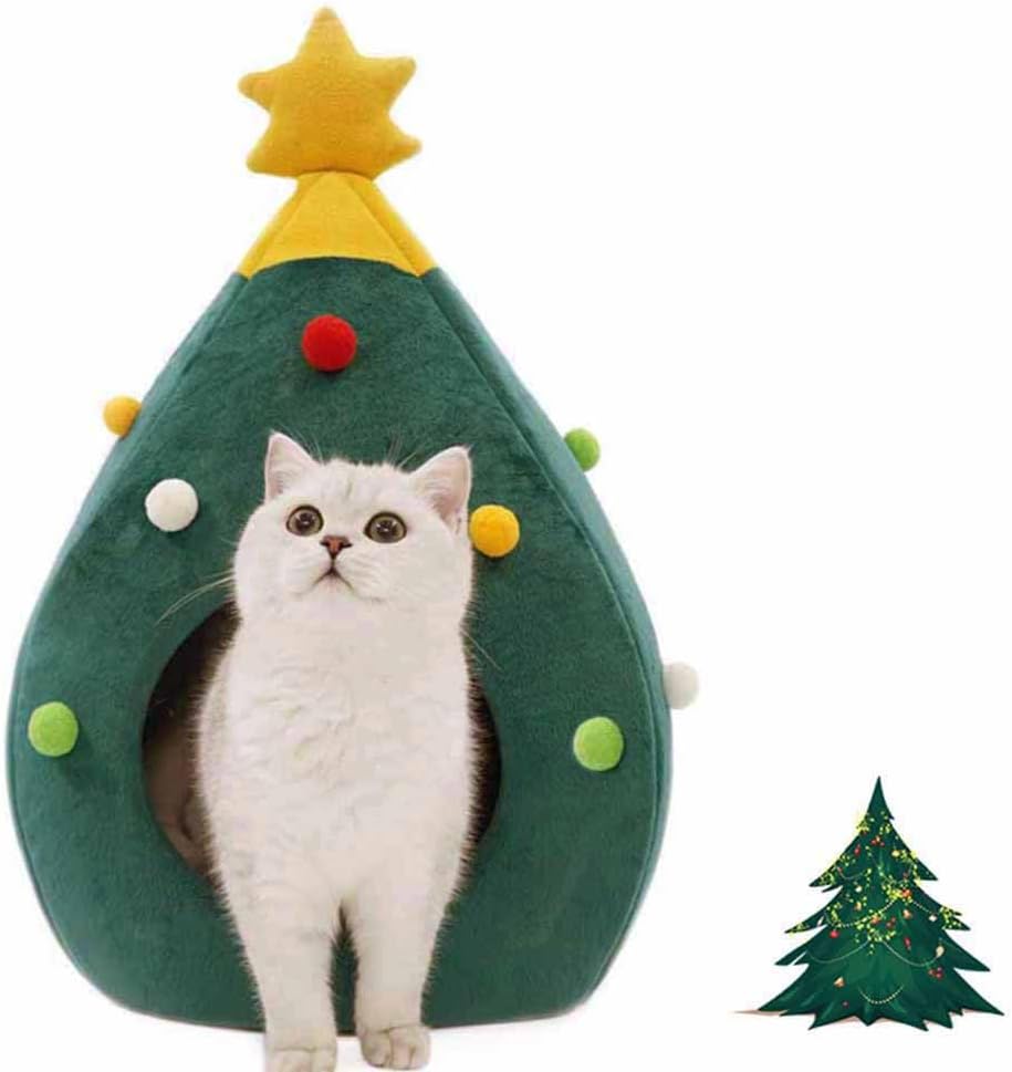 Cozy Christmas Tree Cat Bed - Small Pets Cave