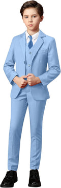 Boys Suits 5-Piece Baby Blue Formal Set - Slim Fit Dresswear