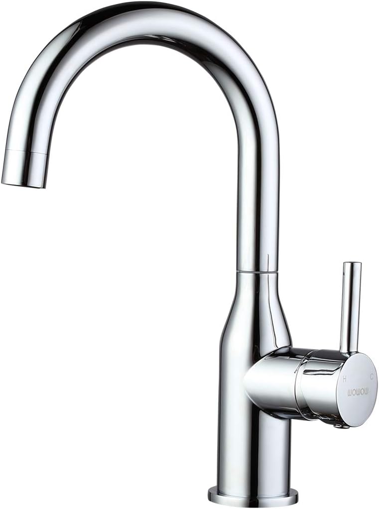 WOWOW Bar Sink Faucet Chrome Modern Design for Kitchen & RV