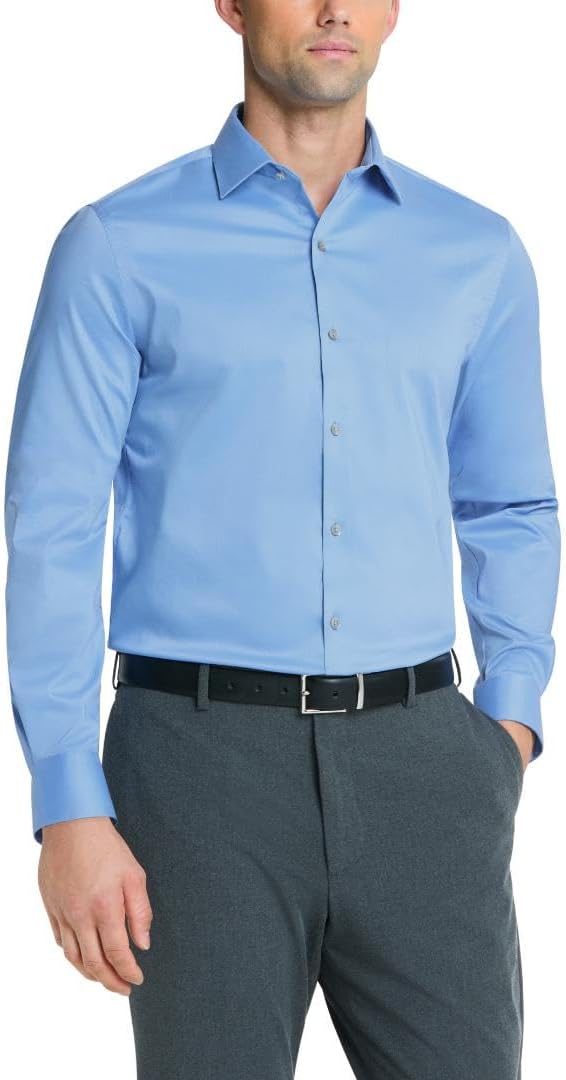 Van Heusen Mens Dress Shirt Slim Fit Ultra Wrinkle Free Flex Collar