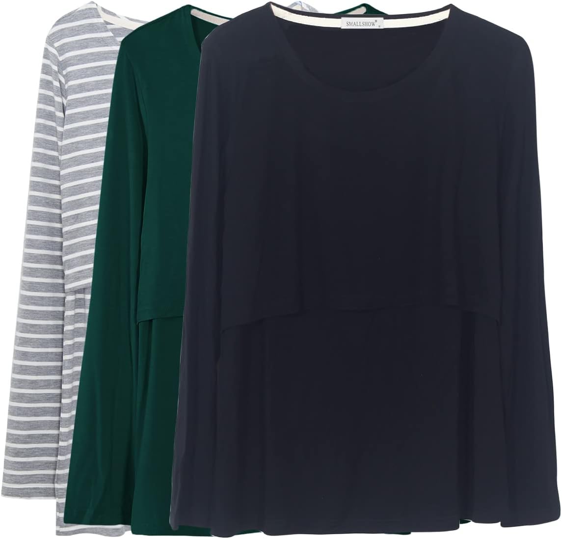Smallshow Women's Nursing Tops Long Sleeve Shirts 3-Pack Set