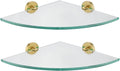 Corner Glass Shelf Brushed Gold 10 x 10 Triangle - Durable Bathroom