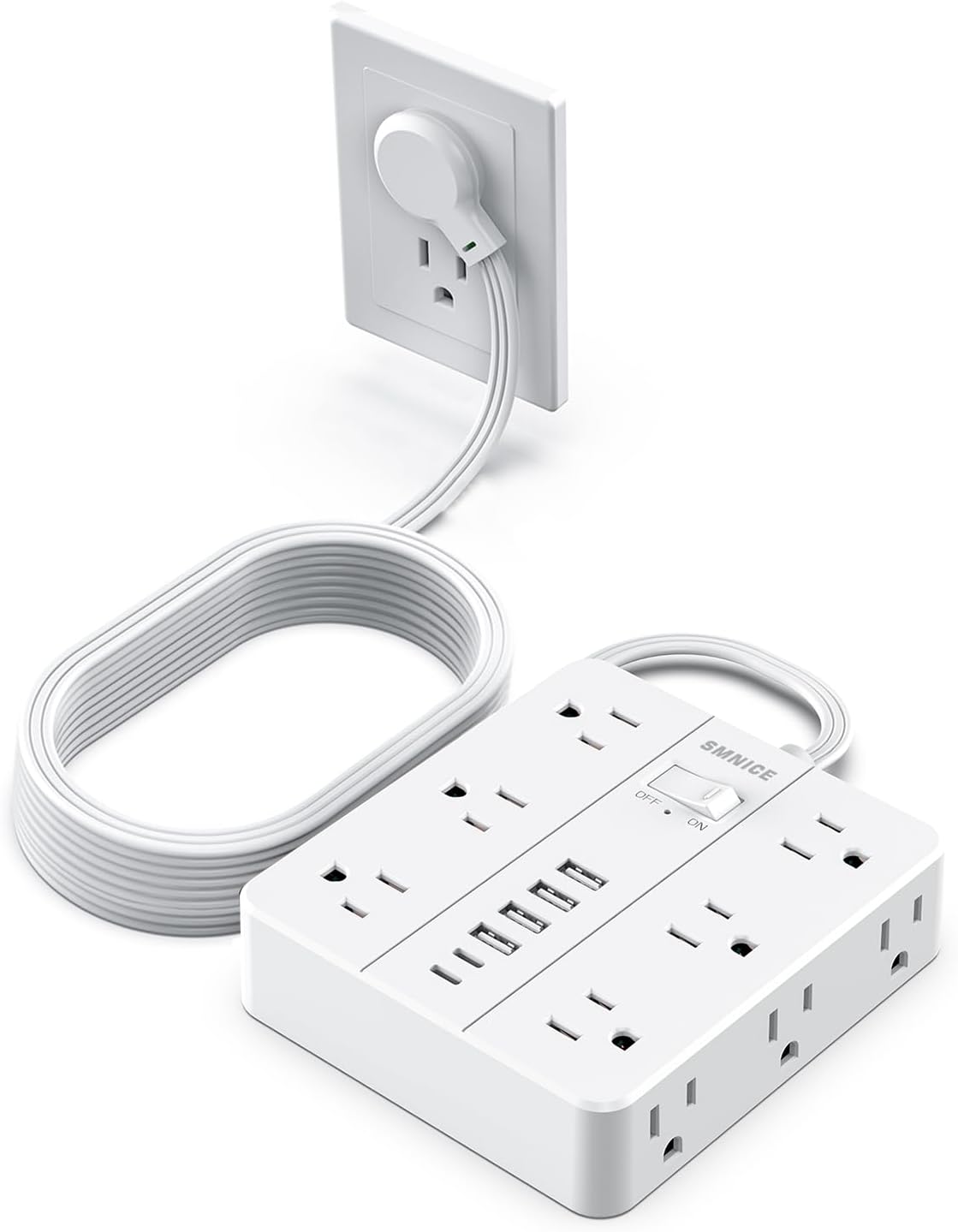 Surge Protector Power Strip with 15 Ft Cord and USB Ports