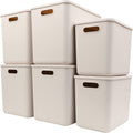 Plastic Storage Baskets With Lid Organizing Container - 6 Pack Light