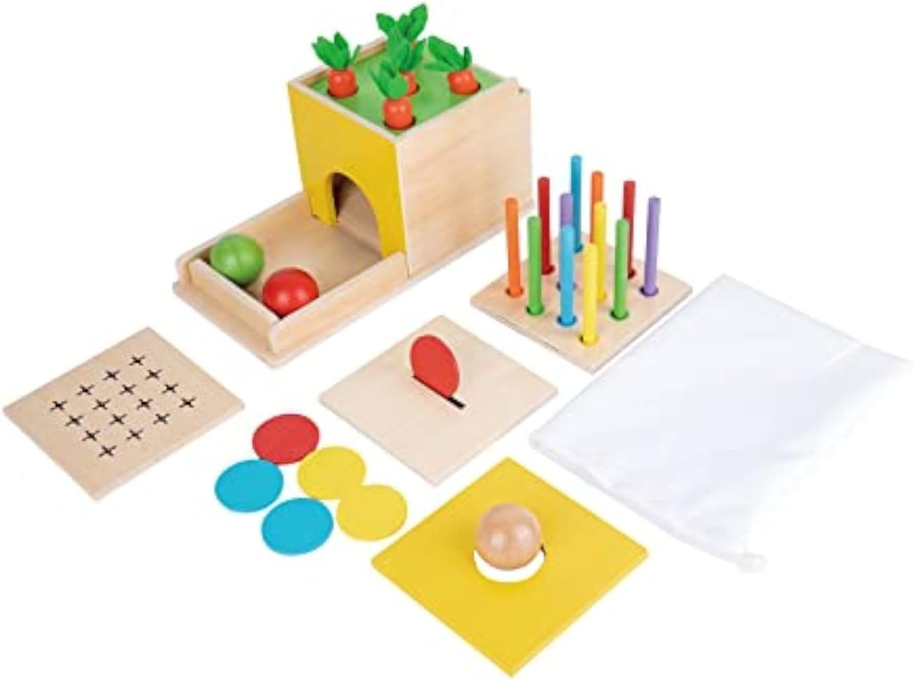 Adena Montessori 5 in 1 Wooden Play Kit for Baby Learning Fun