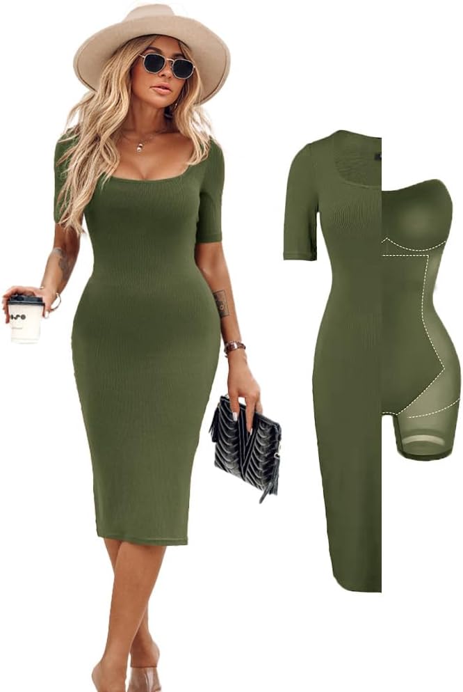 Women Shapewear Dress with Built-in Pads for Elegant Style