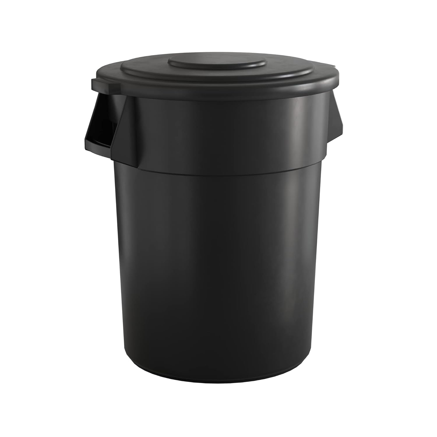 55 Gallon Black Round Commercial Trash Can with Lid for Durability