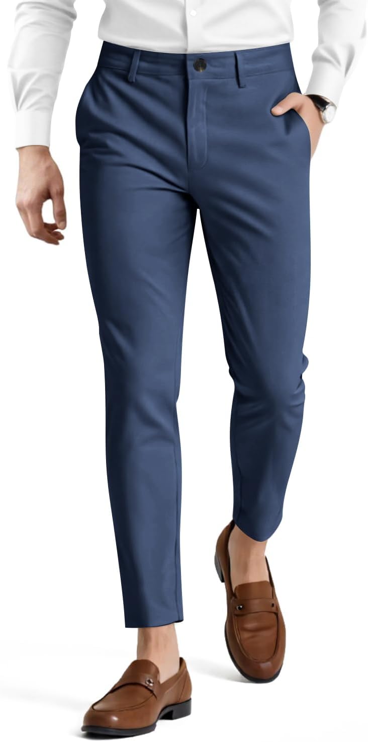 Mens Dress Pants Slim Fit Stretch Fashion Plaid Pant for Style