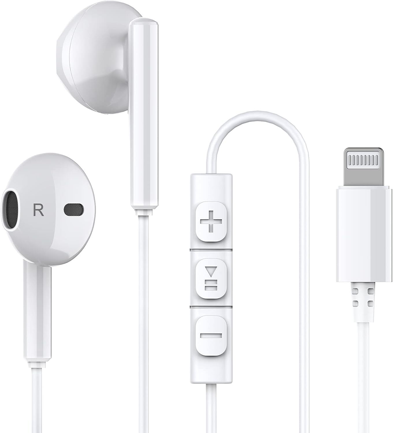 MFi Certified Lightning Earbuds for iPhone - Crystal Clear Sound with Built-in Mic