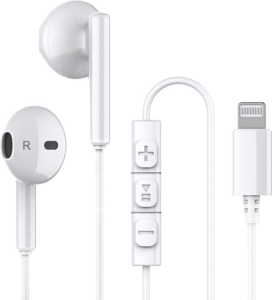 MFi Certified Lightning Earbuds for iPhone - Crystal Clear Sound with Built-in Mic