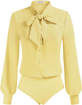 Kate Kasin Women's Bow Tie Neck Top for Professional and Casual Use
