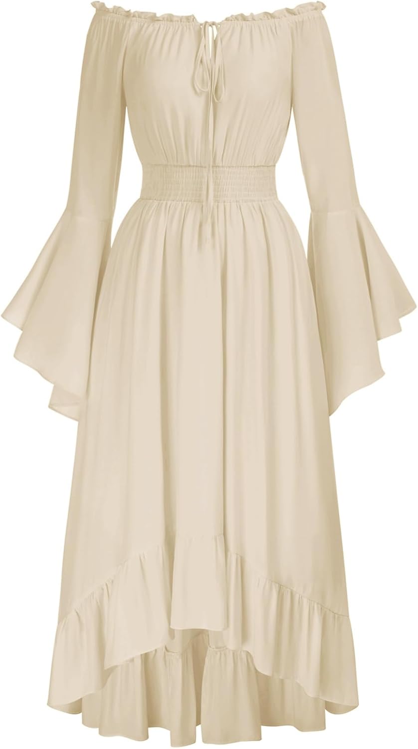 Renaissance Faire Costume Women Off Shoulder High Low Dress
