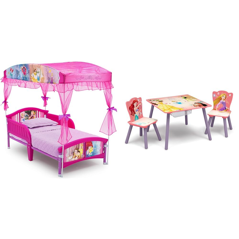 Delta Children Canopy Toddler Bed & Disney Princess Table Set