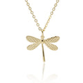 Dragonfly Charm Pendant Necklace Sterling Silver - Dainty Gold Gift