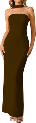 Women Elegant Summer Bodycon Maxi Dress Halter Neck (Style HLR6)