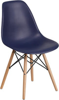 Elon Series Navy Plastic Chair with Wooden Legs for Versatile Use
