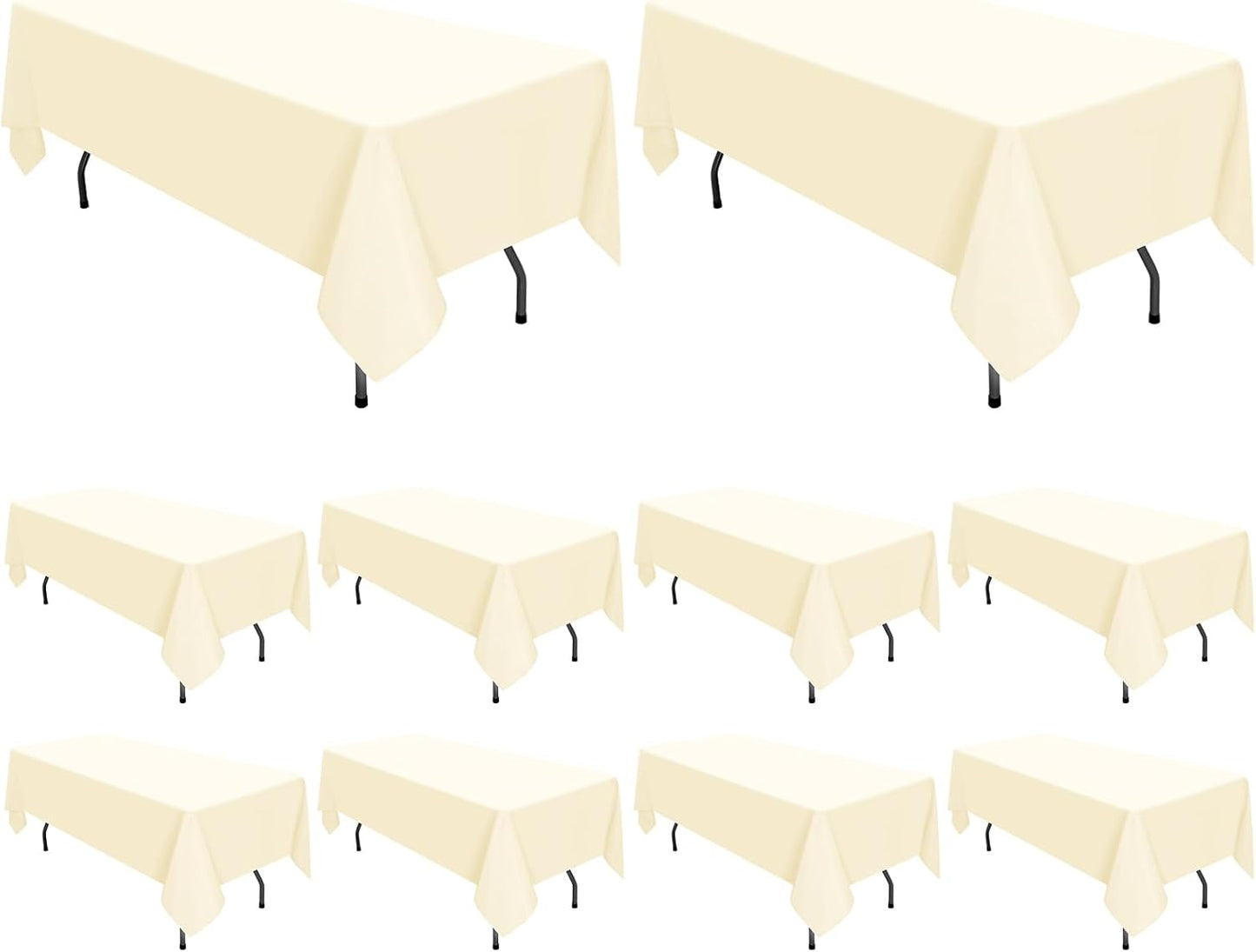 10 Pack Beige Polyester Tablecloths for 6 Foot Tables