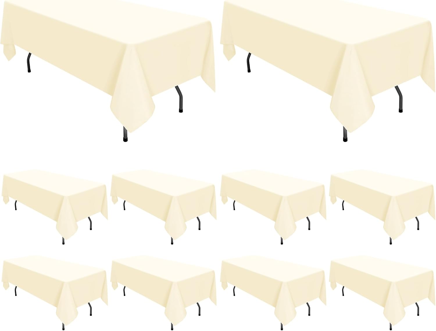 10 Pack Beige Polyester Tablecloths for 6 Foot Tables