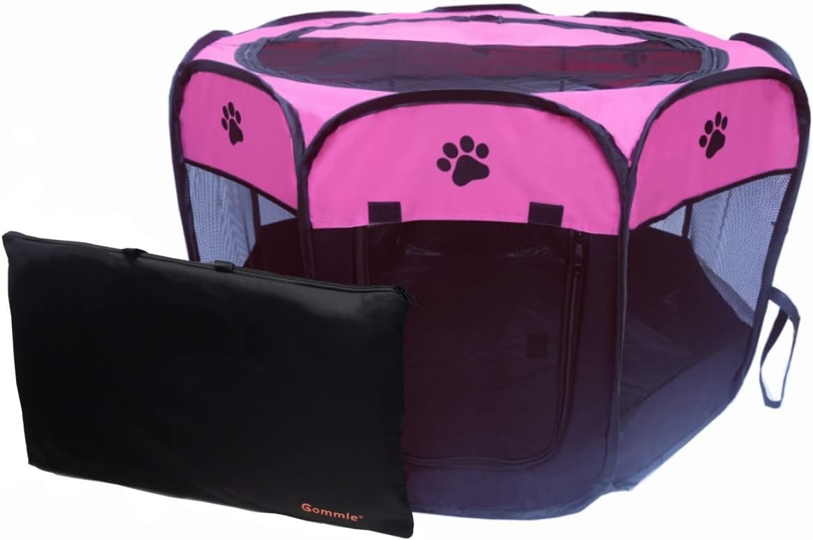 Portable Pet Playpen: Indoor/Outdoor Fun for Small Pets! GOMMLE Rose