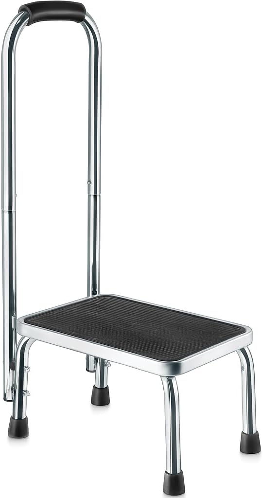 Step Stool with Handle for Adults - 330Lbs Capacity Chrome-Plated