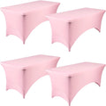 8FT Spandex Table Cover Fitted Rectangular Tablecloth - 4 Pack Pink