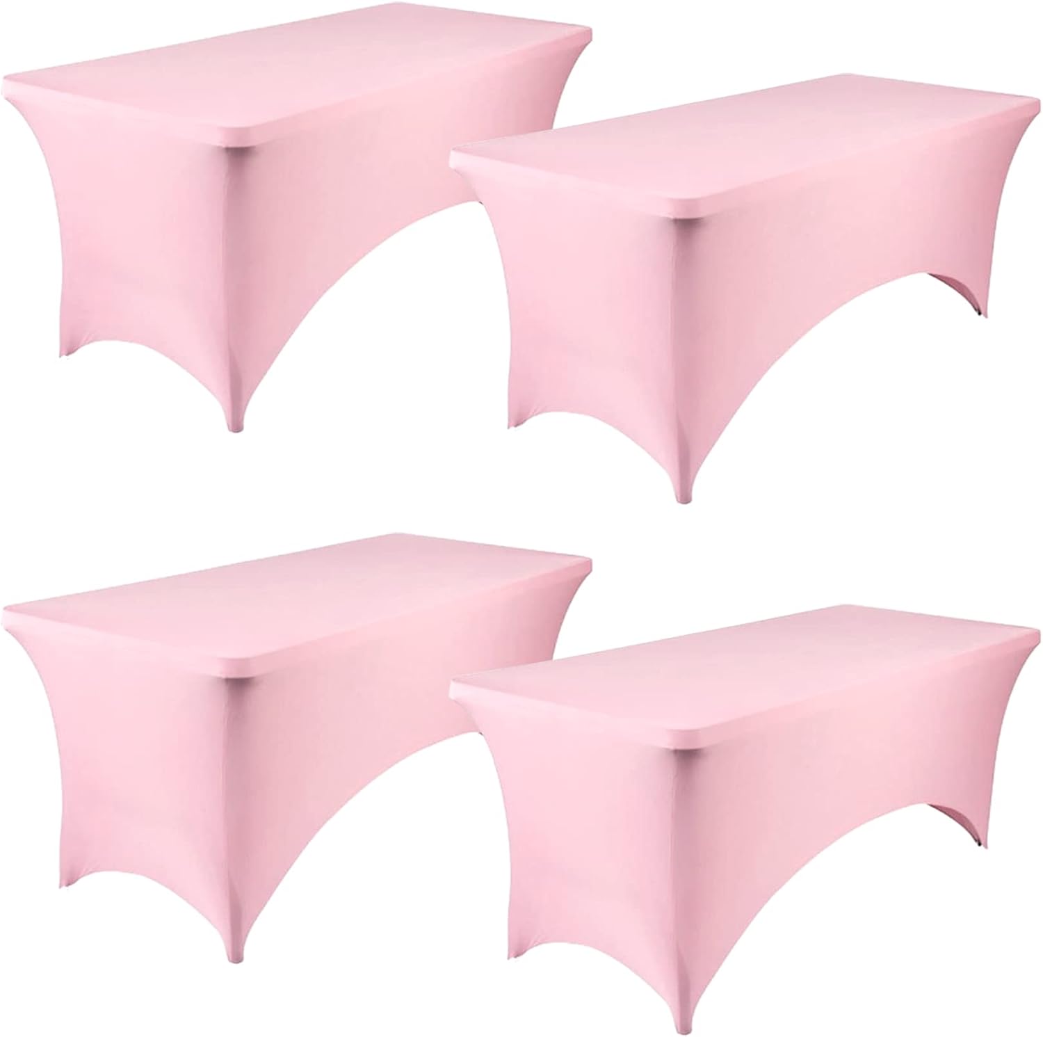 8FT Spandex Table Cover for Folding Tables - 4 Pack Pink