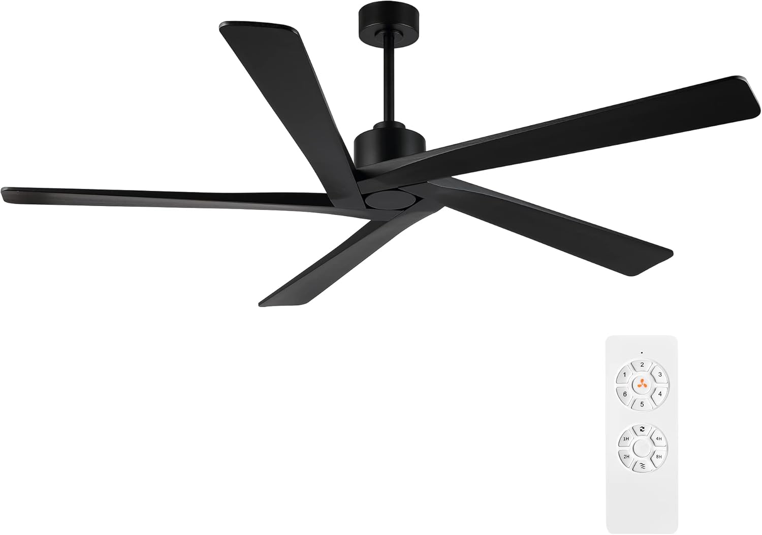 WINGBO 72 Inch Ceiling Fan with Solid Wood Blades and 6 Speeds