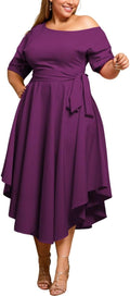 Plus Size Women Wedding Guest Dress Off Shoulder Boat Neck Midi made