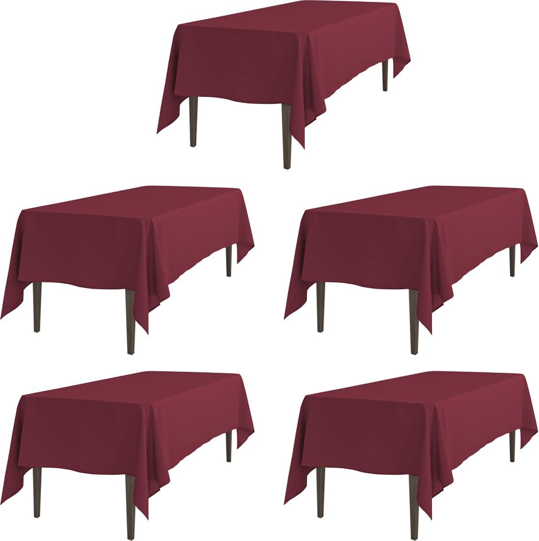LTC LINENS Burgundy Tablecloths 60 x 102 Inch for Events