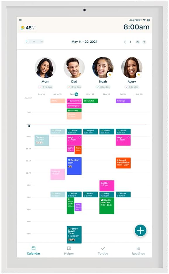 27 in Digital Calendar for Families with Touchscreen Display