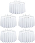 LTC LINENS 108 in Round Tablecloth White - Floor Length for 48 in