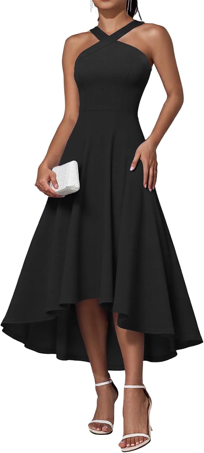 DRESSTELLS Formal Cocktail Dress for Women, High Low Elegance