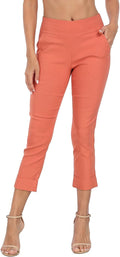 Pull On Capri Pants for Women with Pockets - Comfortable Cropped Work