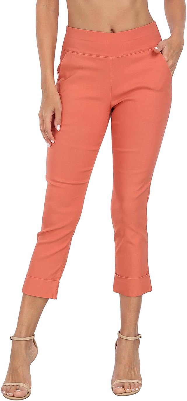 HDE Pull On Capri Pants for Women with Pockets and Style