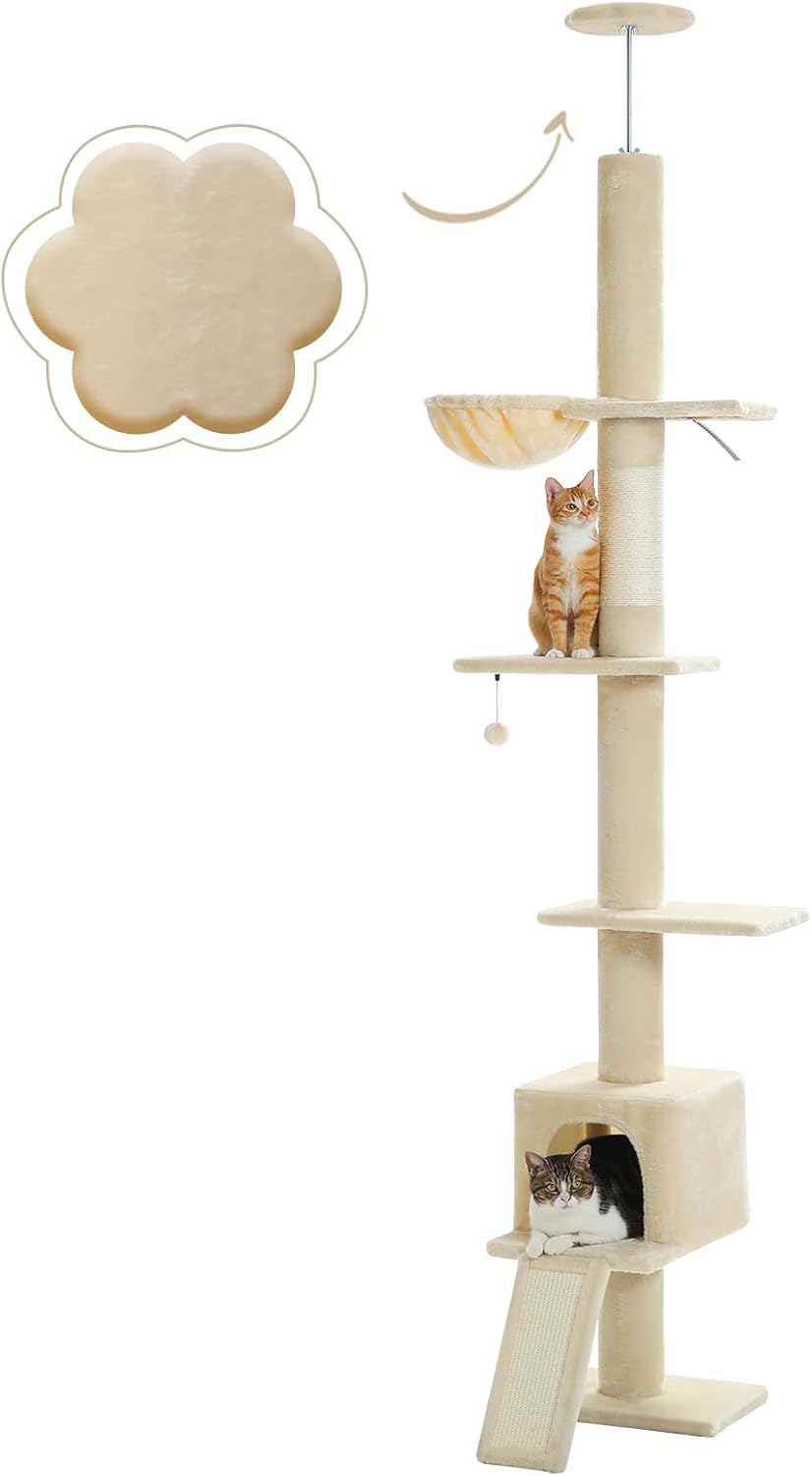 Adjustable Cat Tree for Indoor Cats - Tall 5 Tier Cat Tower