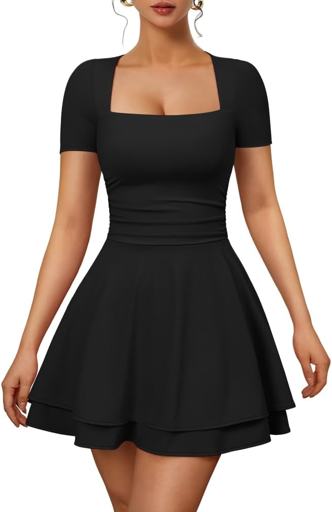 XXTAXN Women's Sexy Square Neck Mini Dress for Every Occasion