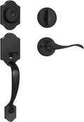 Matte Black Front Door Handle and Deadbolt Set - Durable Entry Lock