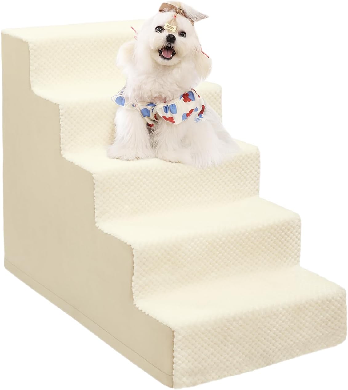 Dog Stairs for Small Dogs - 5-Step Pet Steps for High Beds