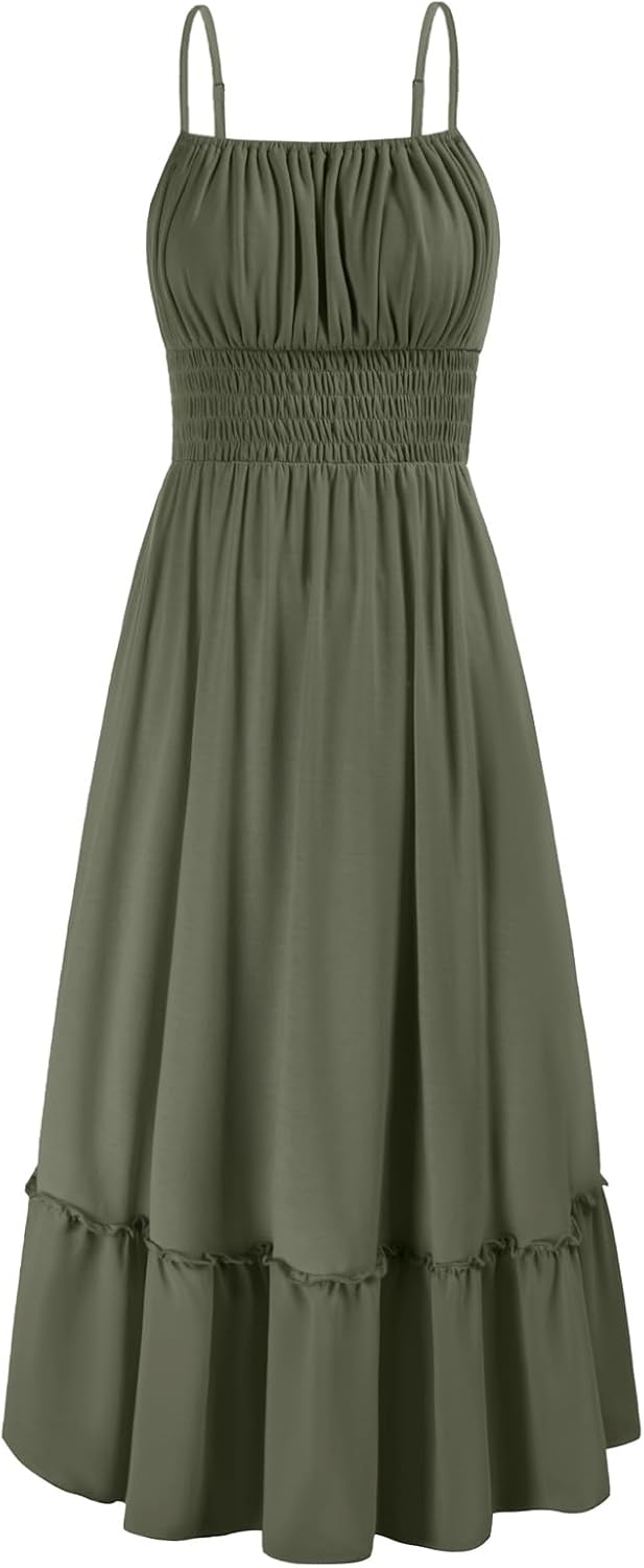 GRACE KARIN Womens Summer Maxi Dress with Pockets and Ruffles
