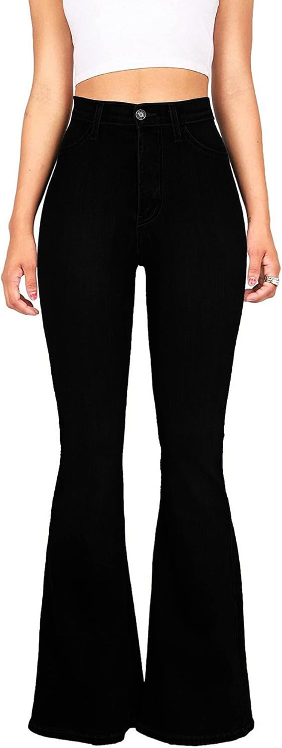 High Waisted Bell Bottom Jeans for Women - Retro Flare Style