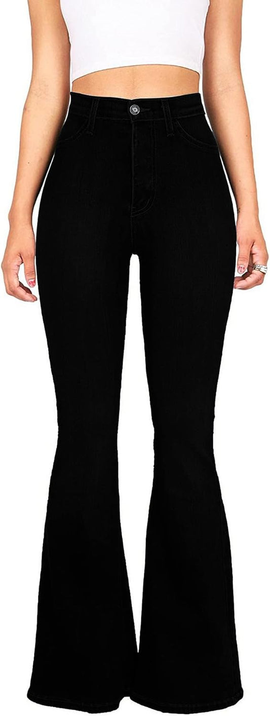 High Waisted Bell Bottom Jeans for Women - Retro Flare Style