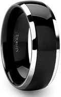 Carrera Domed Black Ceramic Wedding Band 8mm - Durable Comfort Fit