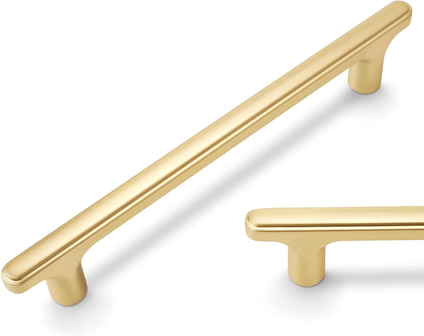 10 Pack 5 inch Brushed Brass Cabinet Handles for Modern Homes