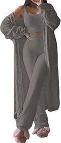 Women's Fuzzy 3 Piece Sweatsuit Set - Cozy Lounge Fixmatti