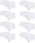 8 Pack White Table Cloth 60 x 102 in Rectangular Tablecloths - Wrinkle