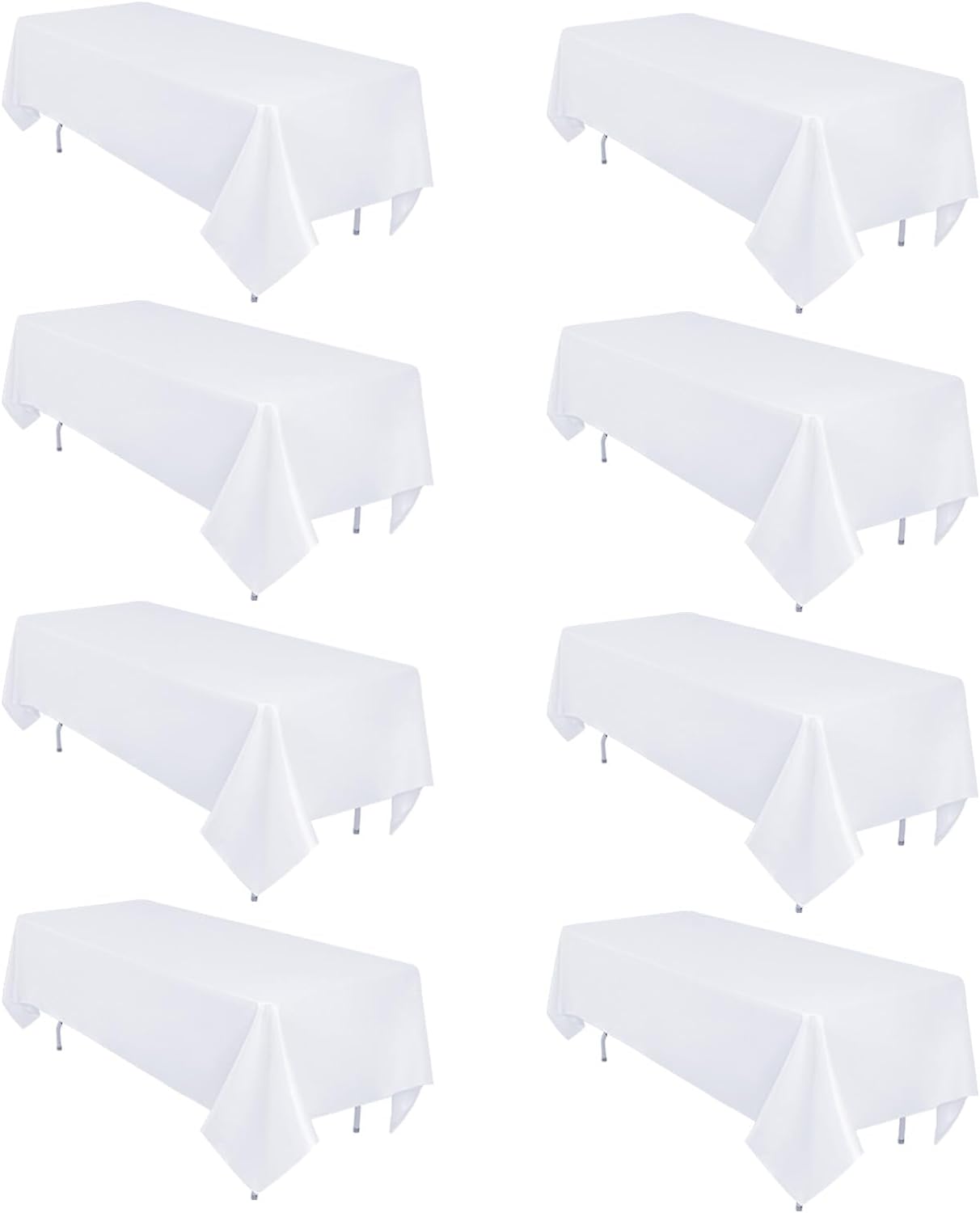 8 Pack White Table Cloths for 6 Foot Rectangle Tables