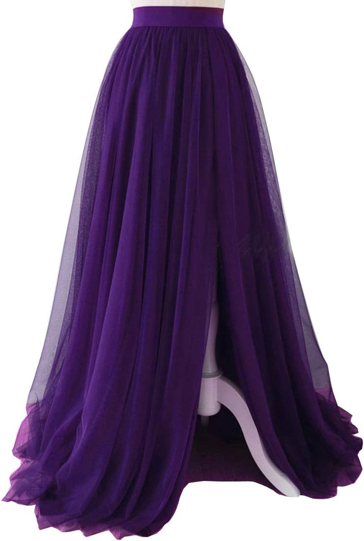 EllieHouse Adult Split Long Floor Tulle Skirt for Parties