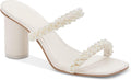 Womens Chunky Heeled Sandals Pearl Strappy Open Square Toe - Elegant
