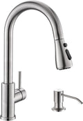Kitchen Sink Faucet with Soap Dispenser - Durable 3-Mode Pull Down