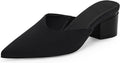 Pointed Toe V Cut Mules Chunky Block Heels - Comfortable (Style J5PG)